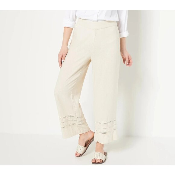 Isaac Mizrahi Live! Regular Bridgehampton Linen Blend Pants Linen Reg 12 A512056 - Picture 1 of 1